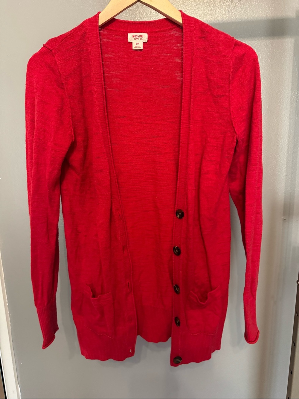 Mossimo Supply Co. Red Open-Front Button Cardigan